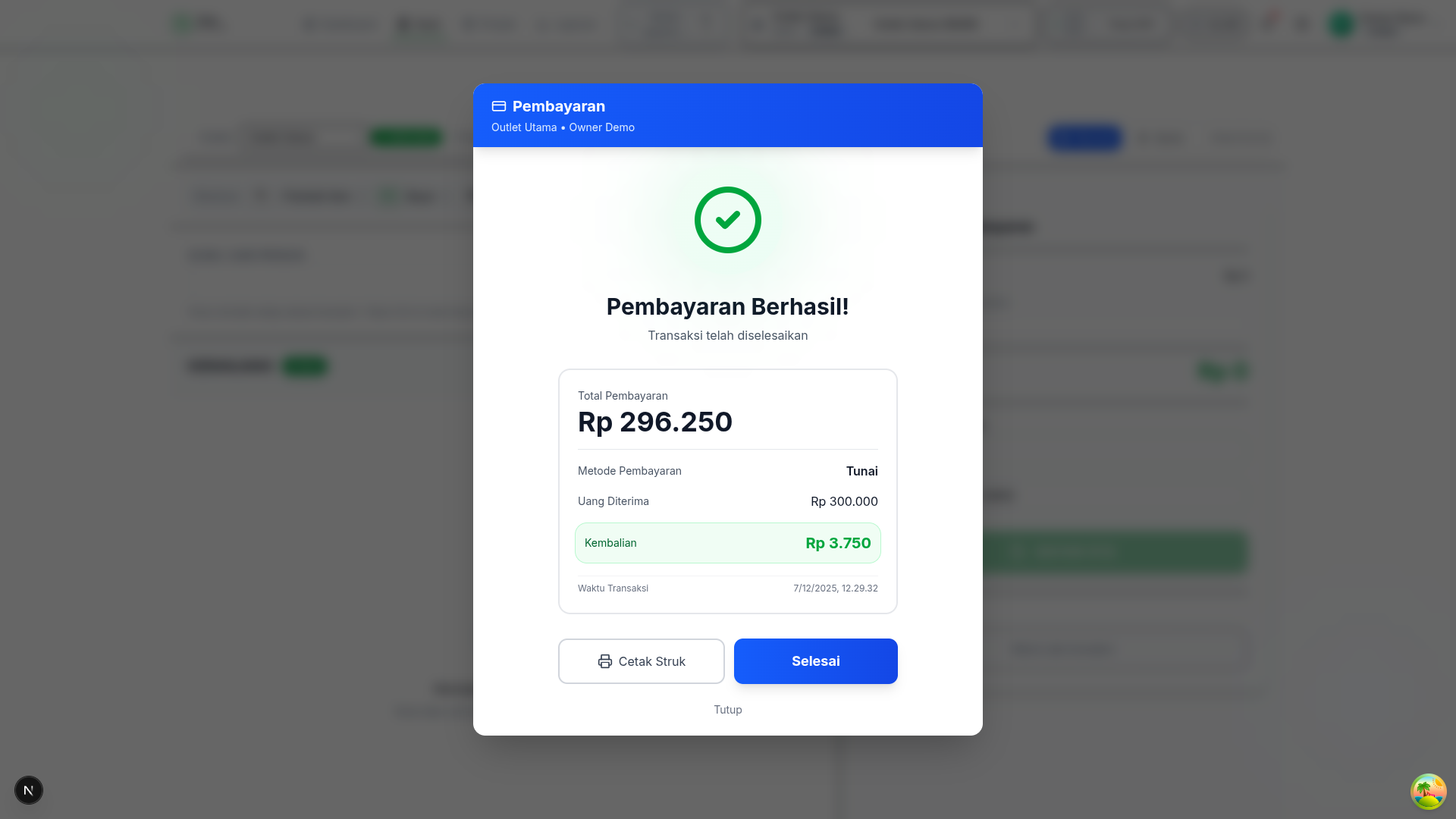 Sistem pembayaran mendukung multiple payment methods dan split payment untuk fleksibilitas maksimal.